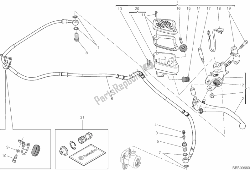 Alle onderdelen voor de Koppeling Hoofdremcilinder van de Ducati Diavel FL Thailand 1200 2019